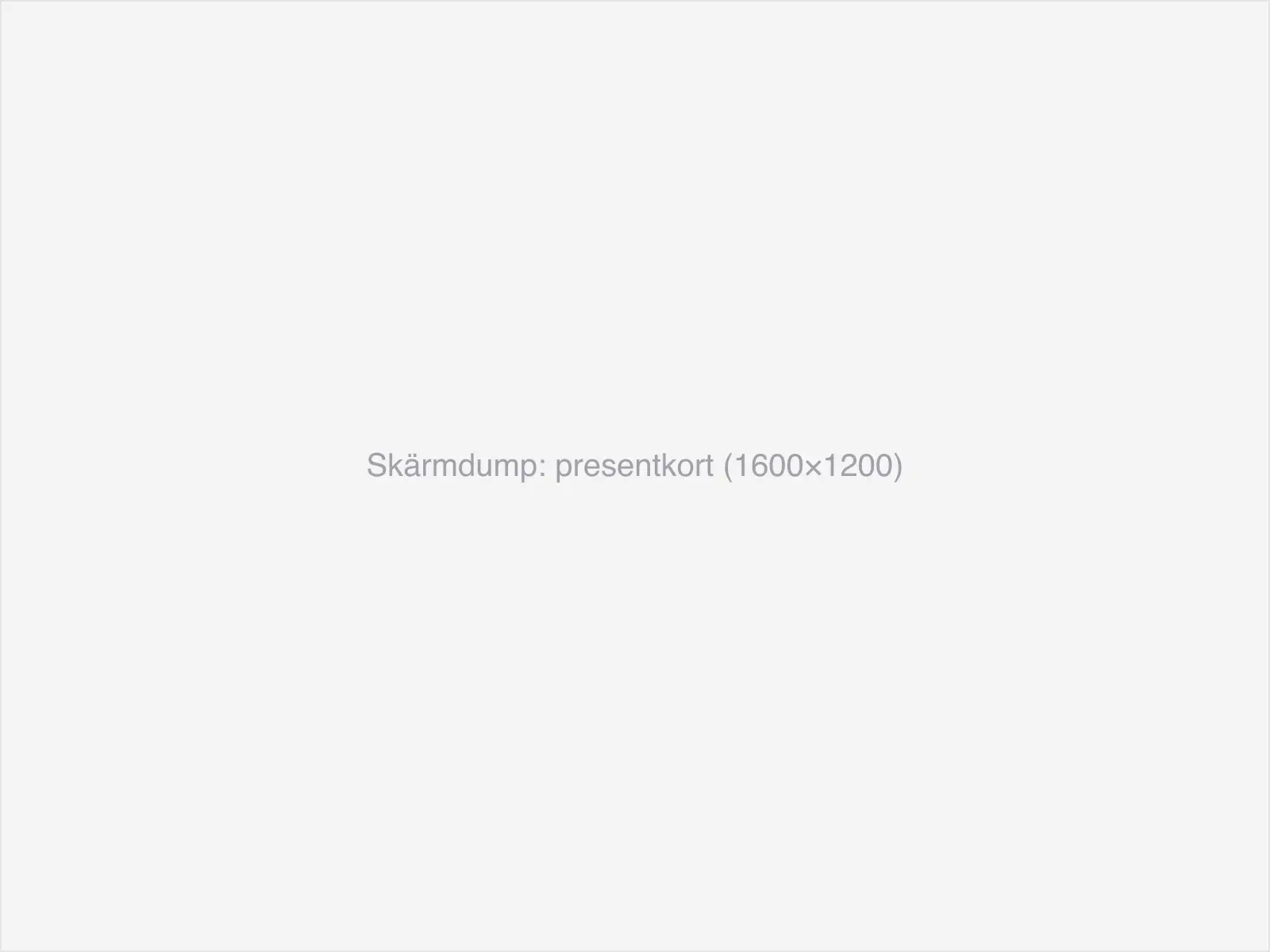Presentkortsvyn i TableApp med sålda kort och saldo